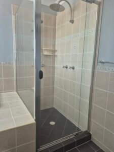 Bathroom shower cubicle cleaned