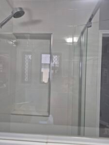 Bathroom shower screen and window cleaned