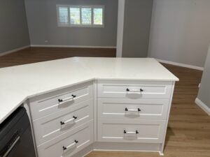 Kitchen benchtop and cabinetry cleaned
